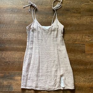 Abercrombie and Fitch baby pink and white tie strap pinstripe linen dress small